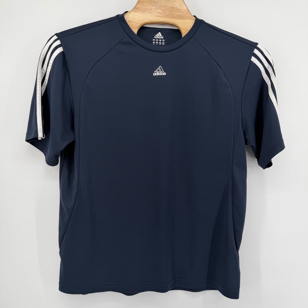 Adidas T-Shirt Mens XL Navy Blue Active 360 Performance Short Sleeve 3-Stripe